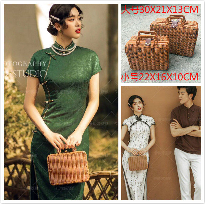 Republic Of Republic Wind Photo Props Box Wedding Dresses Photography Imitation Vines Fields Yard Retro Rubber Rattan Chic Companion Handbox Suitcases Writing Truth