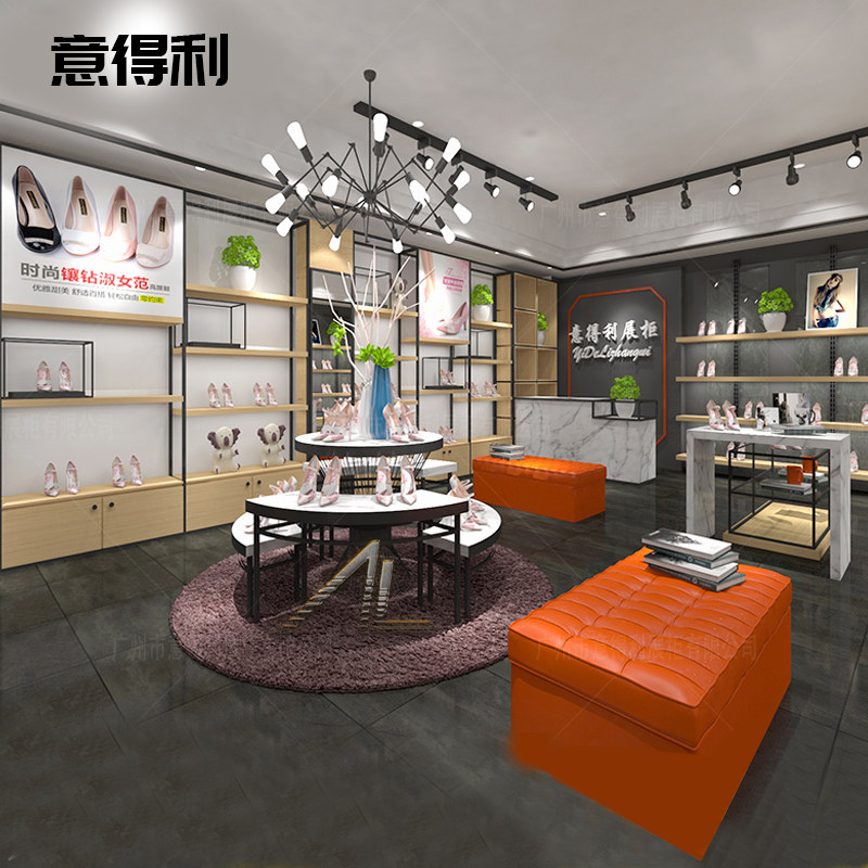 Shoe Store Shoe Rack Show Shelf Shop Commercial Floor Type Middle Island Cabinet Iron Art Shelf Shelving minimalist Multilayer Exhibition Shelf