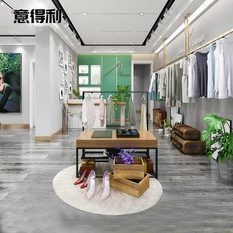 Men's clothing store shelf clothing display stand shop decoration floor-standing wall combination wrought iron rack simple modern hanger