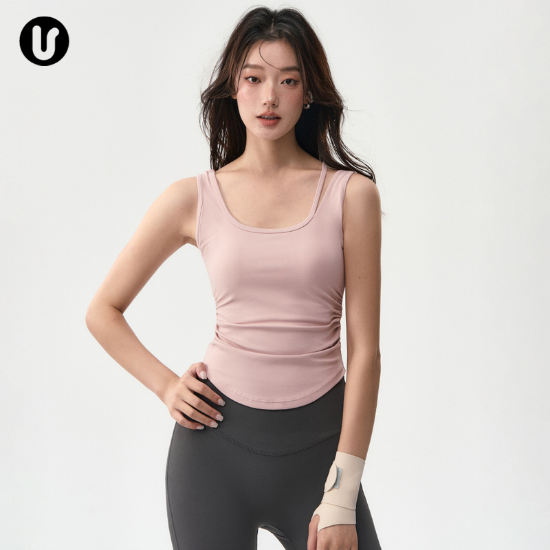 Yoga Vest with Chest Pads for Women, Shock-Proof Running Fitness Top, Pilates Training Pink Back-Beautiful Sports Suit