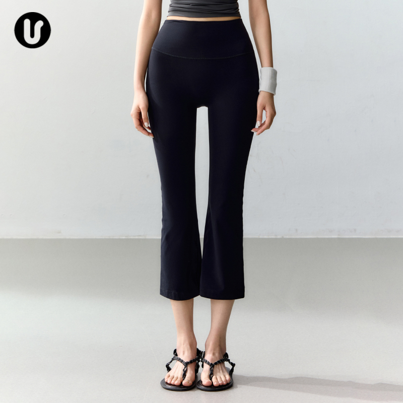 Summer Flared Yoga Pants for Women, Outdoor Running and Cycling Fitness Pants, Pilates Training Wear, High-Waisted Sports Cropped Pants