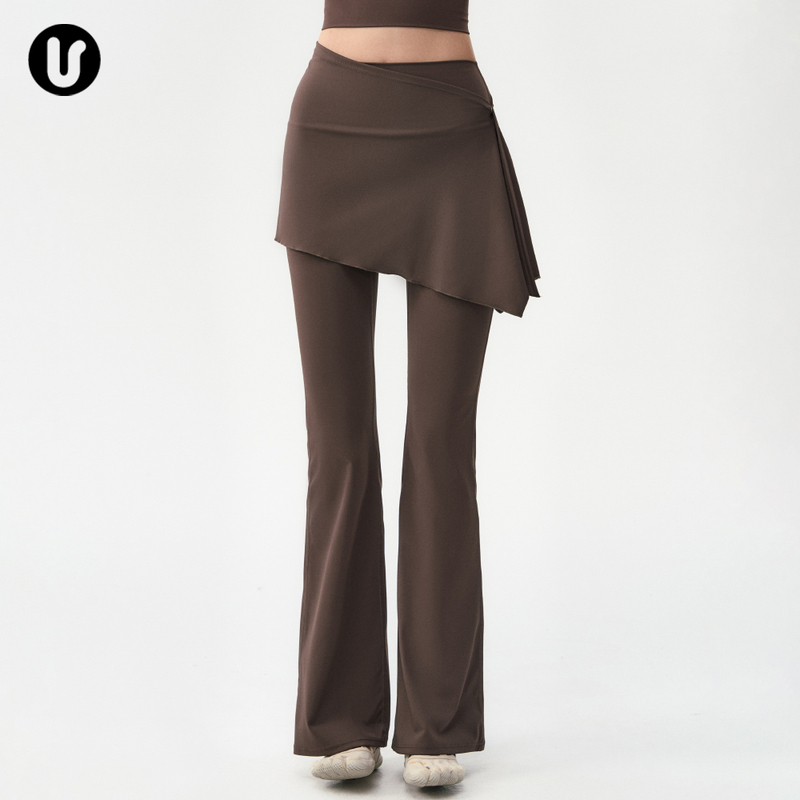 Yoga Pants Skirt for Women, Flared Fitness Long Pants, Dance Pilates Training Outfit Set, Sports Bell-Bottom Pants for Winter