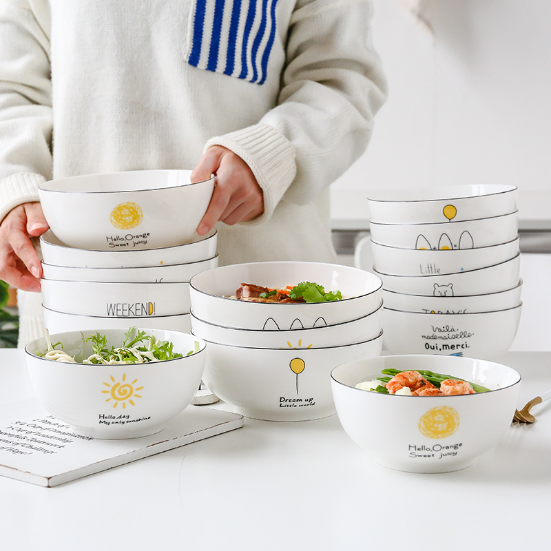 Day Style Creative Ceramic Cutlery Minima Soup Bowl Salad Bowl Home Rice Rice Bowl Noodles Bowl Lanoodle Bowl Cafeteria Large Bowl
