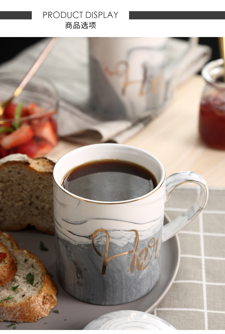 Marbled Ceramic Coffee Cup Bữa sáng gia đình Cup Văn phòng Mug Đàn ông và phụ nữ Lovers Cup Cup Uống sữa cốc giữ nhiệt starbucks