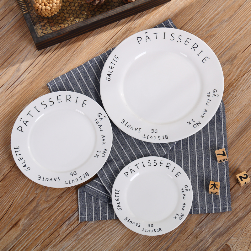 Ming mansion creative ceramic letter tableware western plate dim sum steak plate household plate cartoon plate plate