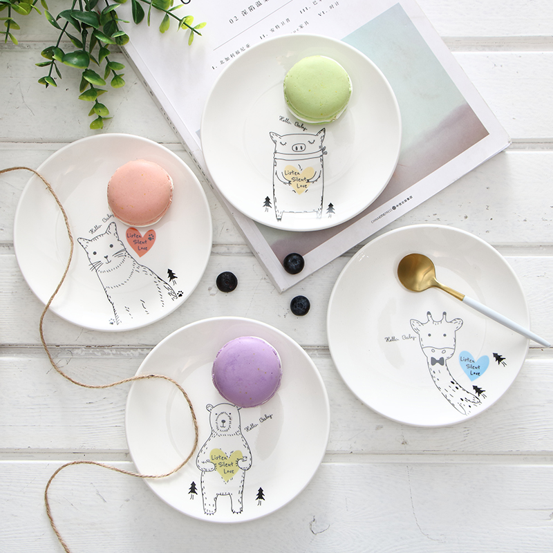 Creative ceramic 6-inch plate cold dish plate non-food plate spit slag inventory heart fruit plate Pastry plate Cartoon plate plate