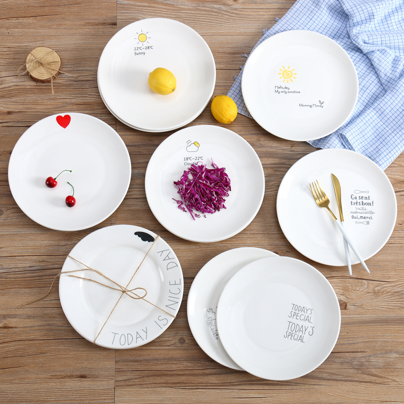 Creative Japanese and Korean-style western plate ceramic tableware large steak plate cartoon breakfast plate 10 inch plate household plate