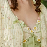 LaceMade медово-зеленое коллекционное платье ручной работы крючком с бантом и подтяжками