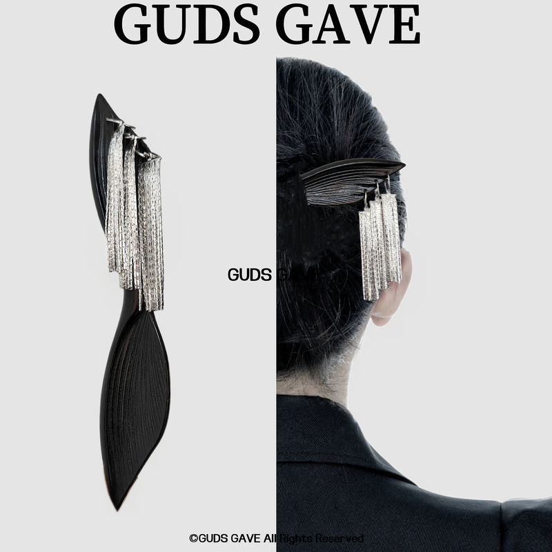 Guds Gave Devil Wings Exquisite Dark Style Sexy Temptation Mask Tassel Elf Wings Hairpin Sandalwood