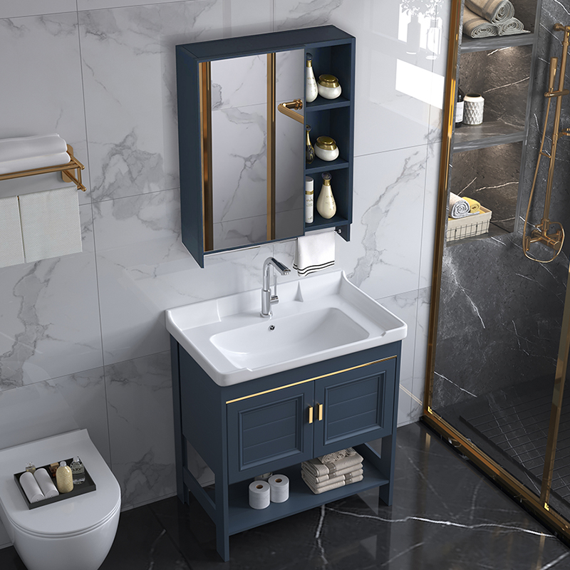 Small Family Type Floor Style Dressing Room Washbasin Cabinet Combination Space Aluminum Bath Room Cabinet Washbasin Wash and Wash Terrace Pool