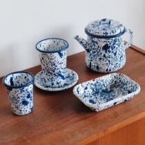 (30% off)BORNN Turkey imported high-end art enamel white black polka dot enamel cup mug