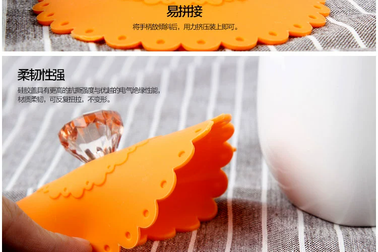 Sáng tạo nắp cốc bằng silicon dễ thương nắp cốc trà nắp thực phẩm cấp rò rỉ gốm cốc nắp không độc hại và an toàn vô vị - Tách bình giữ lạnh