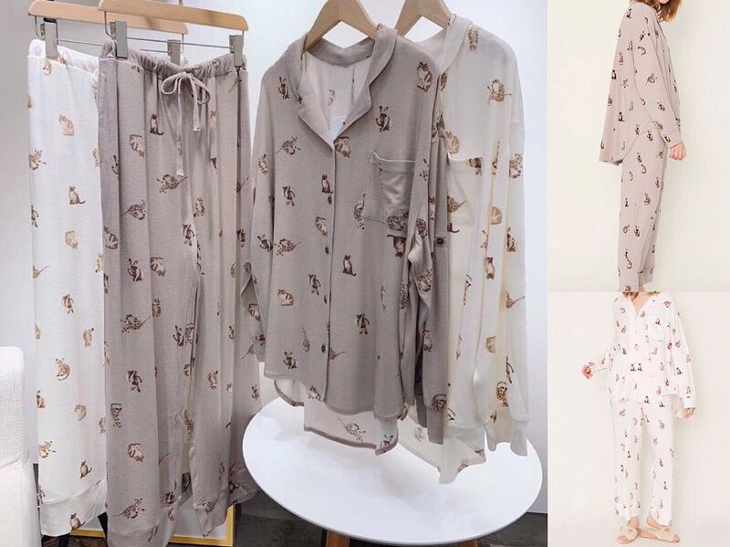 Japanese-Style Export Gp Pajamas Modal Panda Cat Cardigan Long-Sleeve Long Pants Soft Loungewear for Women Spring and Autumn Original Order Japanese-Style Export Gp Pajamas Modal Panda Cat Cardigan Long-Sleeve Long Pants Soft Loungewear for Women Spring and Autumn Original Order