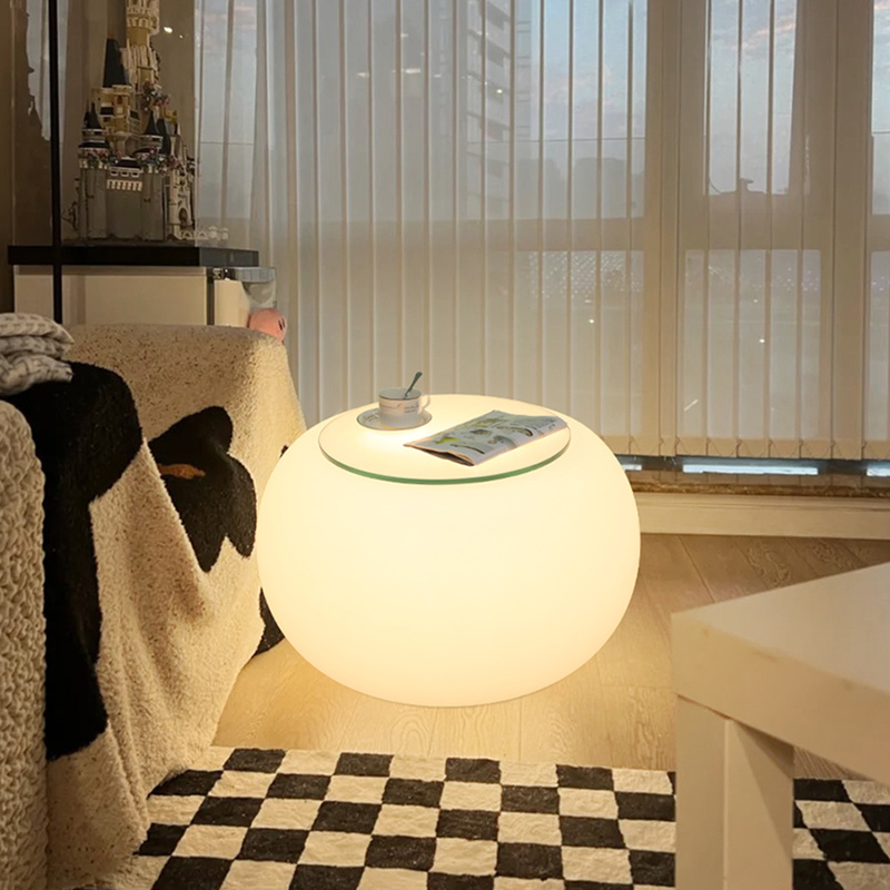 Integrated Living Room Luminous Coffee Table and Bedside Floor Lamp, Supports Smart App and Tmall Genie Voice Control Ambient Lighting