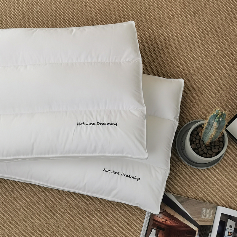 Pressure-free minimalist English embroidery three-zone low pillow single neck protection cotton pillow core cotton three-dimensional pillow