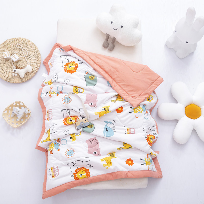Small Qingxin Children Cartoon Summer Cool Quilt Washed Cotton Nursery School Baby Afternoon Nap Air Conditioning Quilt Core 1 5m Meters Thin Quilt