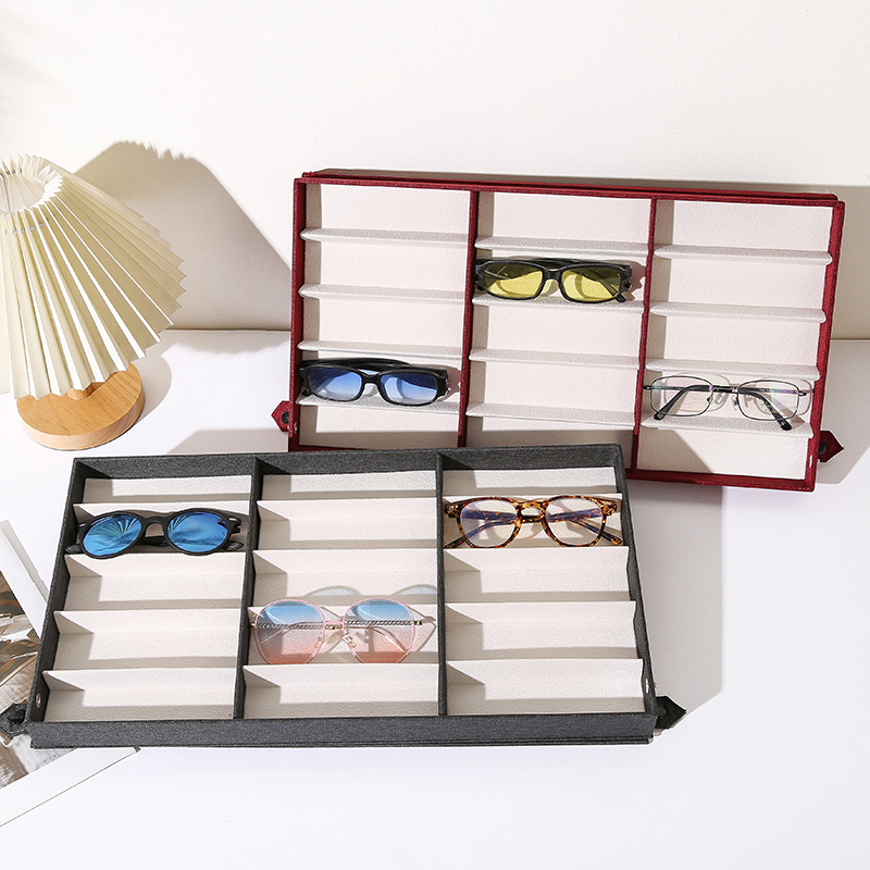 Hot-Selling New 15-Slot Oxford Cloth Glasses Display Box, Glasses Storage Box, Optical Glasses Storage and Organization Box