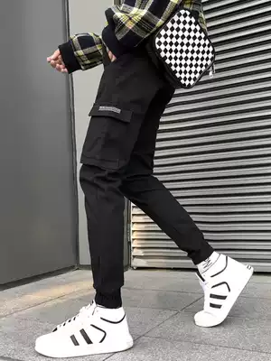 2021 new autumn small foot overalls men slim casual trousers Korean trend bunches men's pants spring and autumn