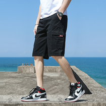 Black tooling shorts mens summer 2021 new trendy brand loose five-point pants Korean version of the trend wear Capri pants