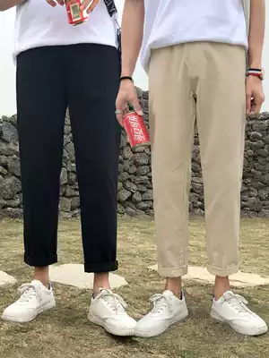 Summer boys ' nine-point pants Khaki casual pants loose straight men's pants Korean version of the trend autumn long pants