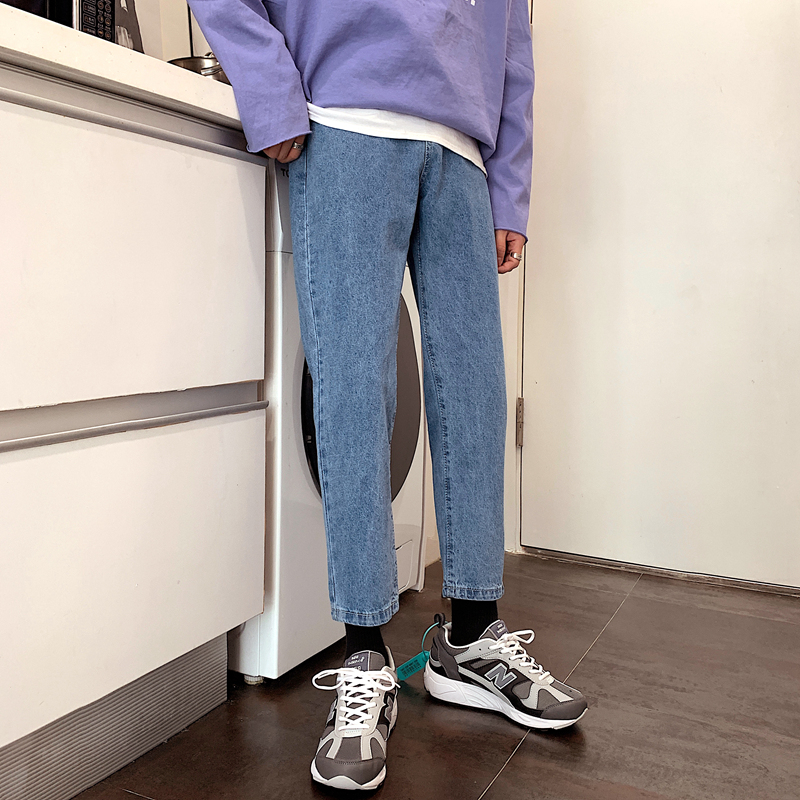 Light straight tube mens early spring small foot trend tide students nine-point pants straight tube loose