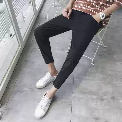 2021 new summer pants men's Korean version of the trend all-match trend brand boys nine-point casual pants students slim feet