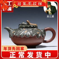 (Senior Engineer) Authentic Yixing Purple Clay Teapot Famous Pure Handmade Teapot Single Pot Kung Fu Tea Set Spring Silkworm