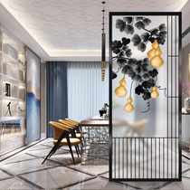 Art glass screen partition porch background wall aisle into living room kitchen moving door and window chini grille