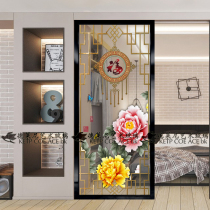 Art glass living room screen partition porch background wall entry aisle shoe cabinet moving door modern light luxury peony Ford