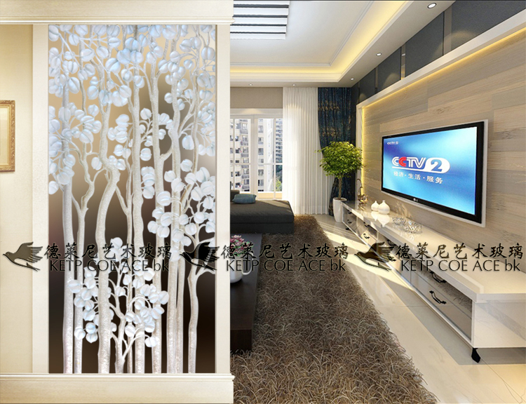 Art Glass Modern Jane European style screen partition living room mask background wall shoe cabinet rich silver fruit tree