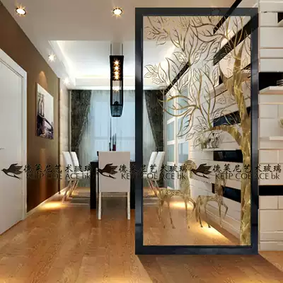 Art glass European style screen decorative partition porch background wall modern home decoration transparent light luxury horse art