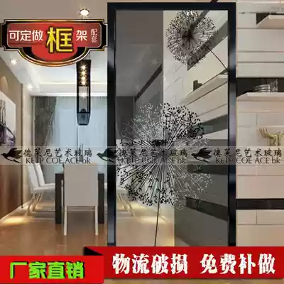 Art glass home screen partition Living room kitchen window Shoe cabinet aisle sliding door entry simple European style dandelion