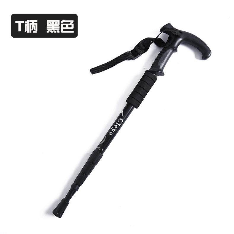 Fan hâm mộ quân đội ngoài trời đa chức năng hợp kim titan trekking cực carbon kính thiên văn thanh gấp thẳng xử lý t xử lý siêu nhẹ đi bộ thanh gậy leo núi carbon