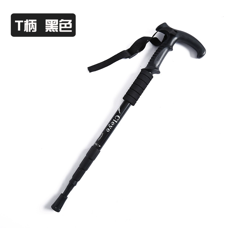 Fan hâm mộ quân đội ngoài trời đa chức năng hợp kim titan trekking cực carbon kính thiên văn thanh gấp thẳng xử lý t xử lý siêu nhẹ đi bộ thanh