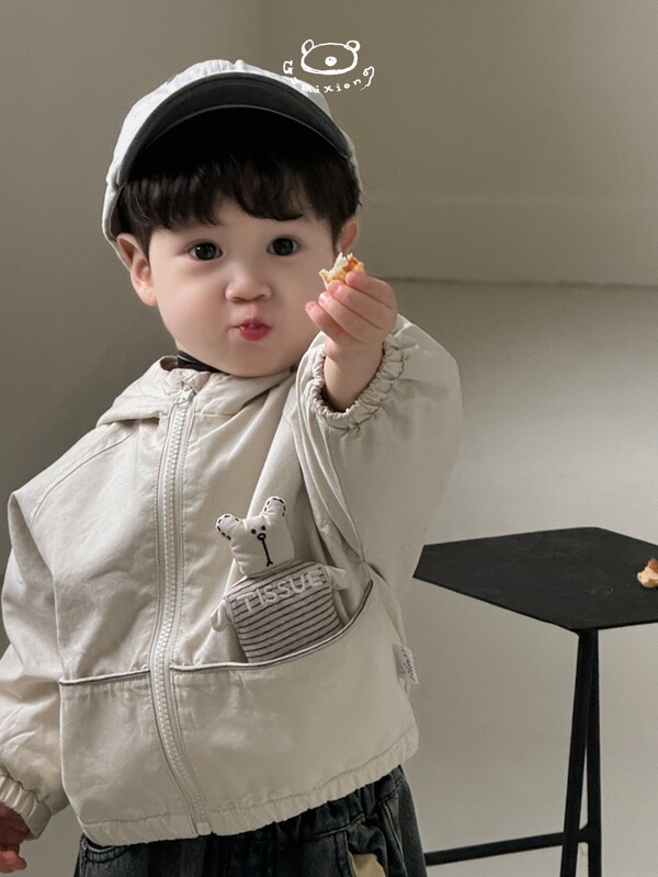Gumi Bear's New Autumn Model 3D Bear Zipper Jacket for Boys, Cute Cartoon Hooded Jacket