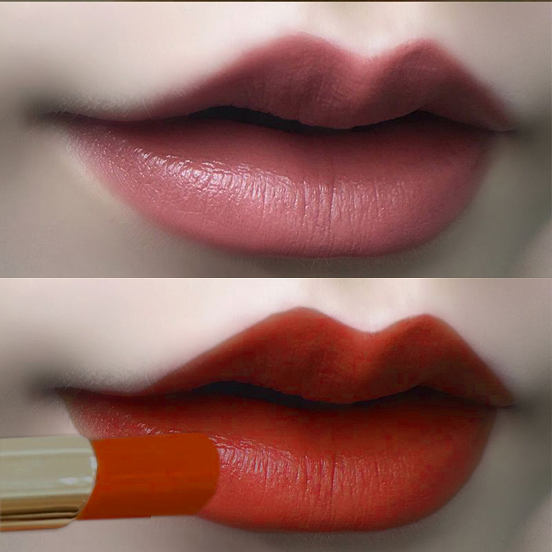 Not falling out of color Aunt color matte pressing lipstick not stained with cup not falling out of color persistent moisturizing foggy face retro bean paste student