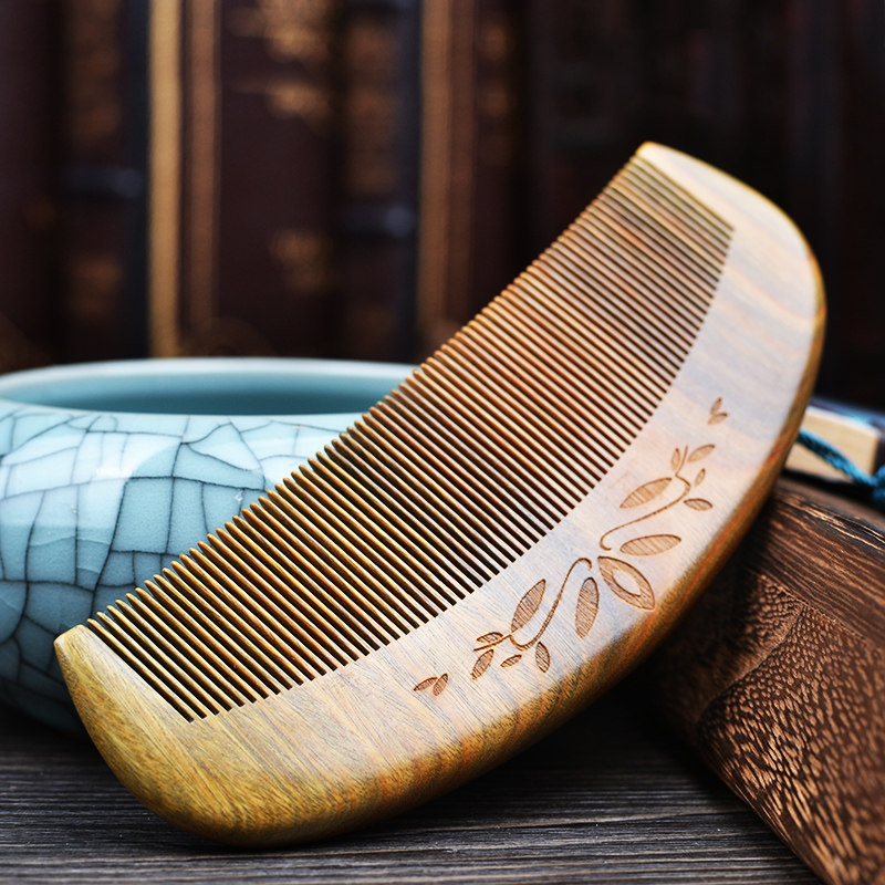 Green sandalwood comb grate with ultra-dense teeth comb for men and women cute children comb for dandruff fine and dense tooth sandalwood comb