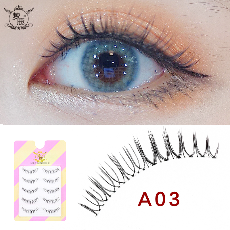 Dream deer A03 fake eyelash stickler with female natural dense simulation sectional single cluster whole transparent stalk Barbie fairies
