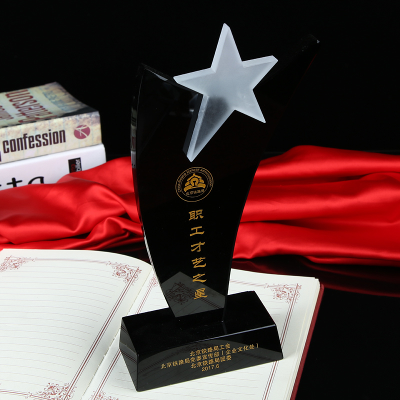 Trophy Maker Crystal Trophy Custom Creative Lettering Medal Prize for the pentagram Thumbs Trophy