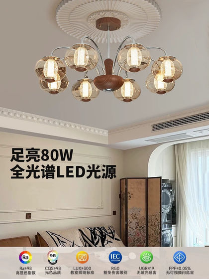 Moori Light House Living Room Chandelier Bedroom Main Light Mid-Century American Retro Glass Shade Lamp French Full Spectrum