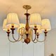 Moori Light House Vintage Style Living Room Solid Wood High-End Pendant Light American French Retro Master Bedroom Fabric Lamp