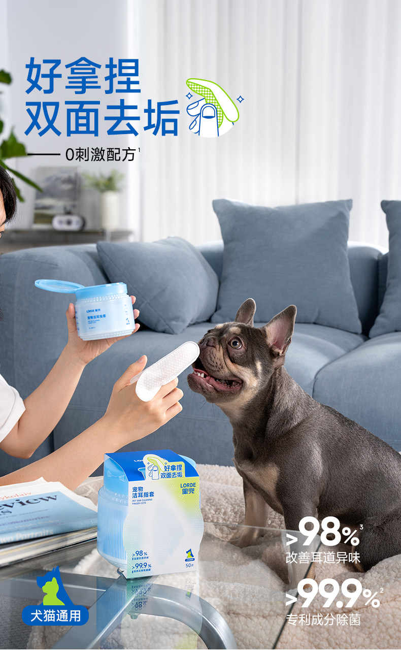 Ухо чистого 【新品】里兜宠物洁耳指套猫咪狗狗耳朵清洁洗耳湿巾抗菌去除异味 Lorde