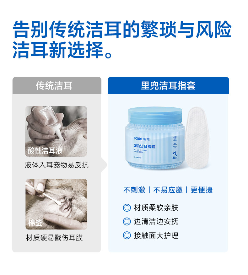 Ухо чистого 【新品】里兜宠物洁耳指套猫咪狗狗耳朵清洁洗耳湿巾抗菌去除异味 Lorde