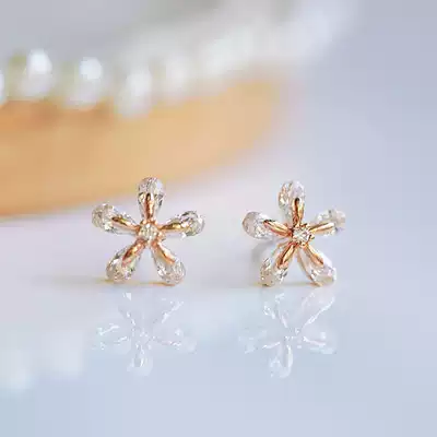 Simple wind S925 sterling silver needle cherry blossom ear needle Super fairy girl heart cold niche original design advanced 2021