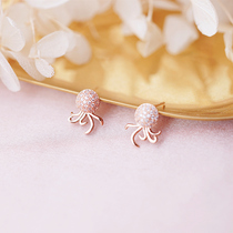 Simple wind 925 sterling silver needle micro inlay full diamond octopus earring light luxury interesting cute small animal earrings students
