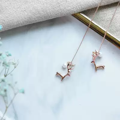 New year gift gold three-dimensional elk ear refining Super fairy exquisite cute girl heart all the way to have your gift