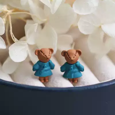 Warm bear ear needle S925 sterling silver needle 2021 new trend cute Japanese healing earrings hipster