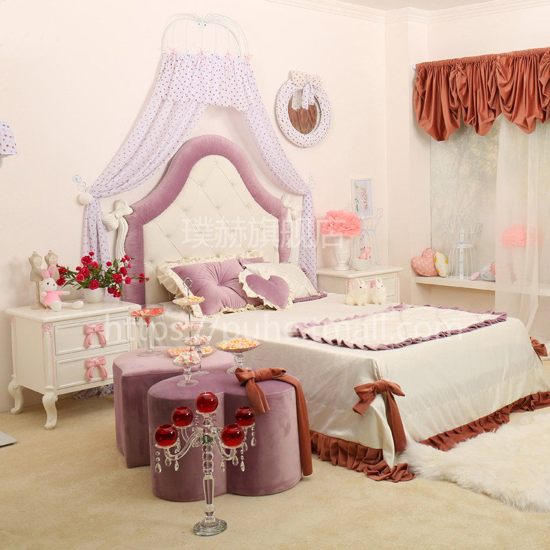 Eurostyle American Children's Bed Girl Princess Cot Girl 1 5 m 1 2 m Furniture Suite Combo Pink