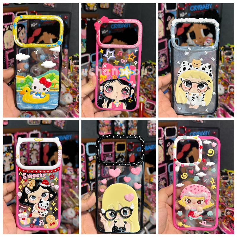 In Stock - 18Pm and 17Pm Collection】Kt Xiaoman Xiaoyu Crybaby Hand-Painted DIY iPhone Case
