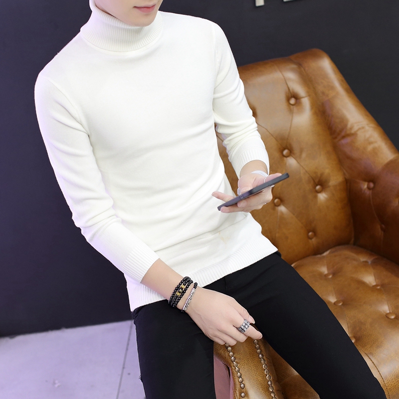 White Men's Turtleneck Sweater, Slim Fit, Trendy Korean Style, Thickened Cashmere Sweater, Winter Base Layer, Fleece-Lined Wool Sweater for Men White Men's Turtleneck Sweater, Slim Fit, Trendy Korean Style, Thickened Cashmere Sweater, Winter Base Layer, Fleece-Lined Wool Sweater for Men